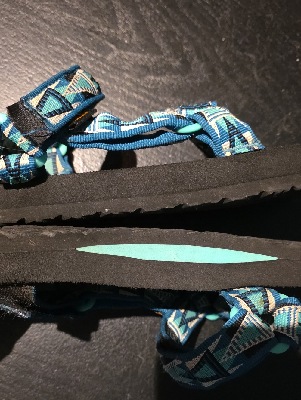 Blue Patterned Adjustable Strap Sandals - Picture 3 of 8